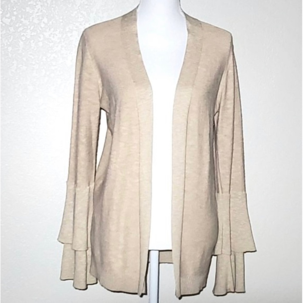 J. Crew Women’s Open Front Cardigan with Double Bell Sleeve; Tan Size: M